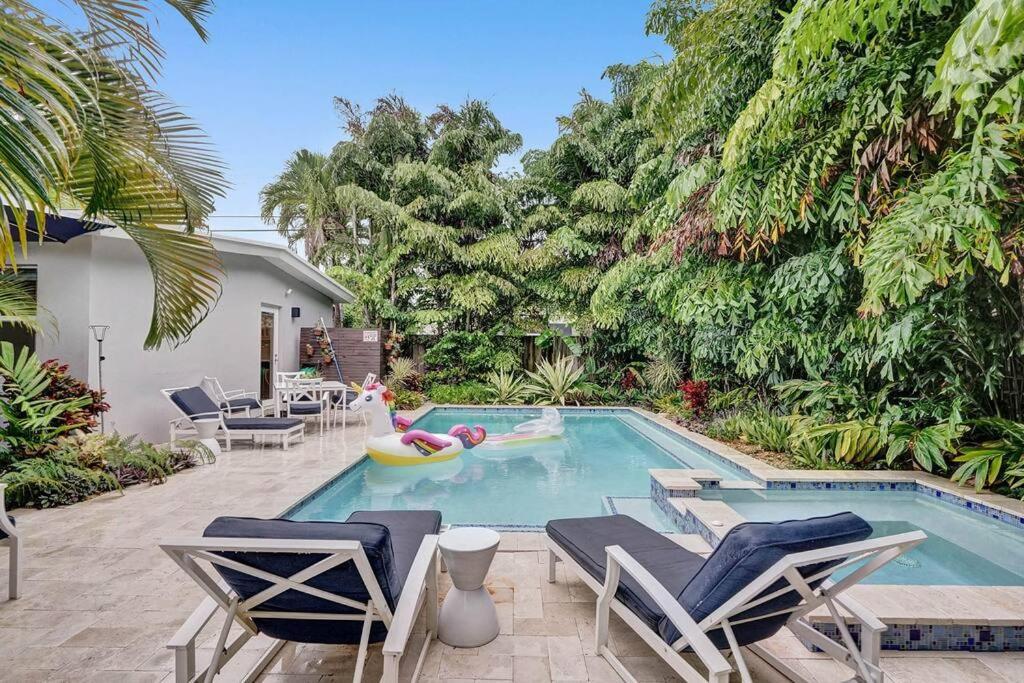 Stylish Tropical Oasis Hot Tub Pool Bbq Vila Fort Lauderdale Exterior foto